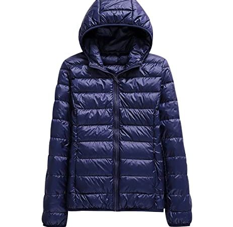 Doudoune Legere Femme Doudoune Légère Femme Hiver Veste Doudoune Capuche Ultralight Femme Grande Taille Puffer Jacket Femme Blouson Doudoune Duvet Plume Chaude Oversize Femme Down Jacket Marine XL