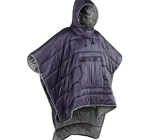 Gaorui Poncho Cape de Pluie Vestes Coupe-Pluie Camping en Plein Air Cape avec Chapeau Étanche Chaud Epais Sac De Couchage pour Adultes Hommes Femmes Hiver Moto Voyager Randonnée