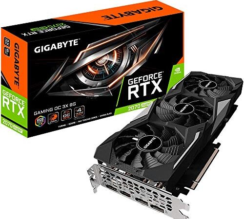 GIGABYTE GeForce RTX 2070 Super Gaming OC 8G GV-N207SGAMING OC-8GC Carte Graphique à 3 Ventilateurs Windforce, 8 Go, 256 Bits, GDDR6 GV-N207SGAMING OC-8GD