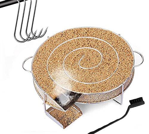 Générateur de Fumée Froide pour Fumoir – Fumoir Viande et Poisson – Serpentin pour Fumoir alimentaire + OFFERTS 4 crochets à viande et 1 Brosse de Nettoyage Grille Barbecue – Fumoir à Froid Maison