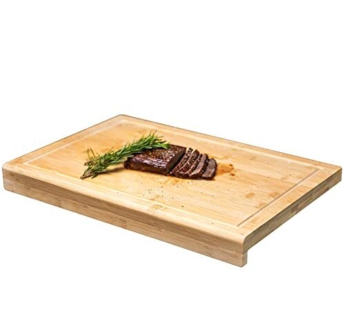 Grande Planche A Decouper Bois Coninx Avec Fente À Jus - Planche À Découper en Bambou Moso Antibactérien pour Légumes, Fruits & Viande - Planche A Decouper Bois Durable - Planche A Tout Découper Bois