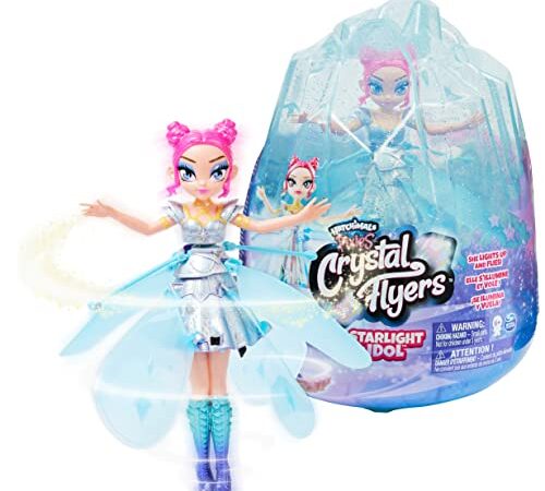 Hatchimals - FÉE Volante - Pixies Crystal Flyers Starlight Idol - Fée Volante Magique Qui S'illumine Et A Diriger avec La Main - Couleur Bleu Arc-en-Ciel - 6061661 - Jouet Enfant 6 Ans Et +