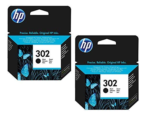 HP Lot de 2 cartouches d'encre d'origine F6U66AE HP 302 HP302 pour HP Deskjet 3630 Noir Capacité : env. 190 pages / 5 %