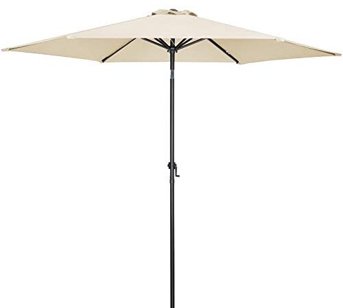 Kingsleeve Parasol de jardin en aluminium Ø 300 cm beige avec manivelle Protection solaire Pare-soleil avec protection UV50+