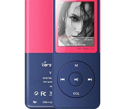 Lecteur MP3, Vorstik HiFi Lecteur de Musique Numérique 1.8 TFT Écran 8Go Supporte Carte SD 64Go, Radio FM, Enregistreur Vocal, Lecteur ebook