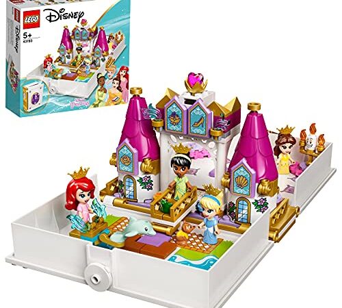 LEGO 43193 Disney Princess Les Aventures d’Ariel, Belle, Cendrillon et Tiana dans Un Livre de Contes