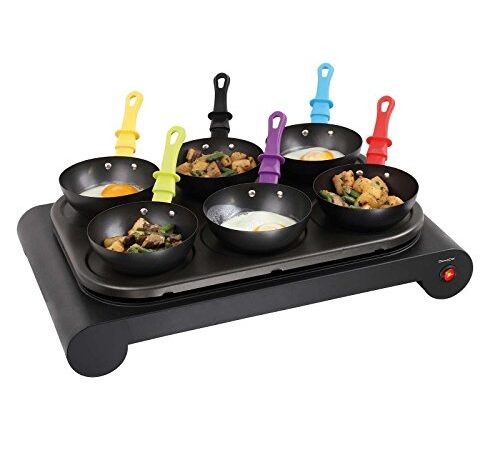 LIVOO DOM200 Set 3 en 1 Mini Woks, Crêpière et Grill | Wok Party, Crepes Party, Grill | Idéal pour 6 Personnes | 1000 watts