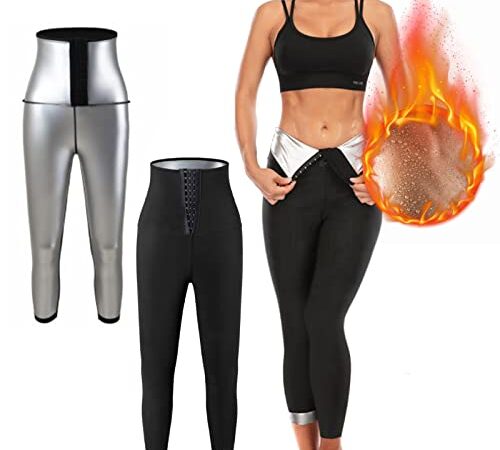 Maritown, Pantalon de Sudation Femmes, Legging de Sport à Taille Haute Noir pour Accélérer Transpiration, Lifting fesses, Obtenir Ventre Plat Anti Cellulite pour Minceur Fitness Jogging Yoga, L/XL