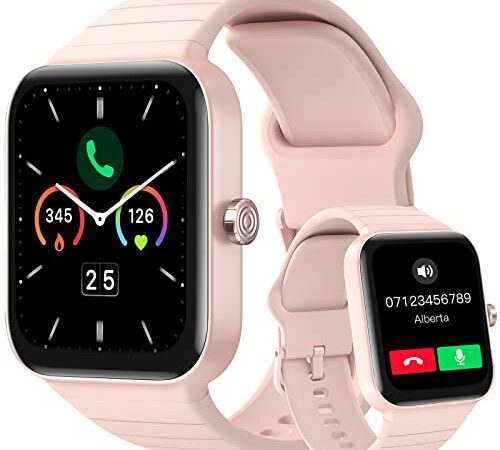 Montre Connectée Femme Appels Bluetooth, 1.8" Montre Connectée Lecteur de Musique 100 Modes Sportifs Cardiofrequencemetre SpO2 Sommeil Alexa Intégré, Smartwatch Podometre Etanche IP68 pour Android iOS