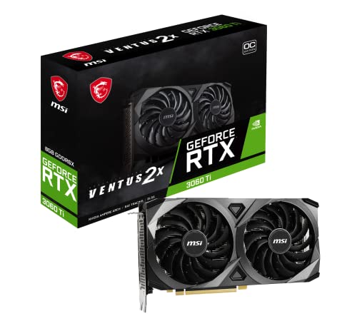 MSI GeForce RTX 3060 TI Ventus 2X 8GD6X OC Carte Graphique - GPU RTX 3060, GDDR6X 8Go (19Gbps/256 Bits), PCIe 4.0-2 x Ventilateurs TORX 4.0 - HDMI 2.1, DisplayPort 1.4a