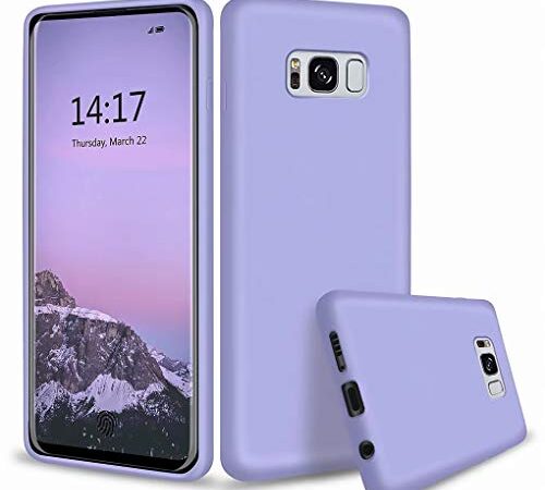 NiaCoCo Compatible avec Samsung Galaxy S8 Coque de Protection Silicone Liquide Très Mince Étui de Protection Anti-rayures Protection Étui pour Téléphone+1 Protecteur D'écran Gratuit - (Violet)