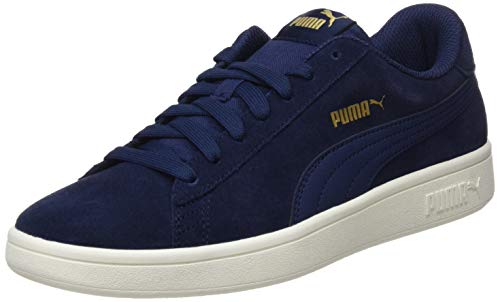 PUMA Smash V2, Baskets Mixte, Peacoat Gold Whisper White, 36 EU