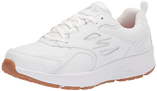 Skechers Femme Large Spectre Constant Go Run Basket, Bordure en Cuir Blanc, 40 EU