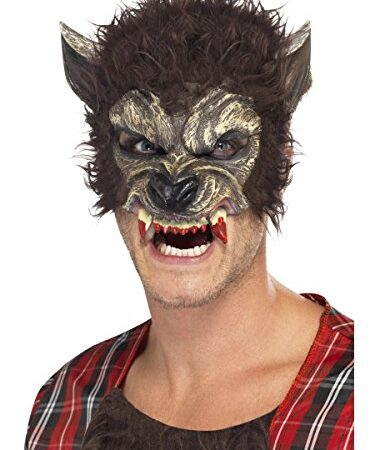 Smiffys Masque loup garou, Marron, Demi visage, latex Unique