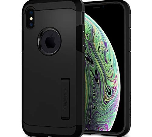 Spigen Tough Armor Coque Antichoc Compatible avec iPhone XS Compatible avec iPhone X - Noir Mat