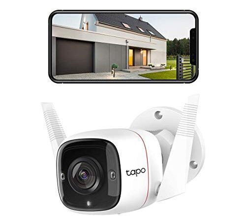 Tapo Caméra Surveillance WiFi extérieur TAPO C310, 2K(3MP), étanche IP66, vision nocturne, Détection de personne et alarme sonore, Compatible avec Alexa et Google Assistant