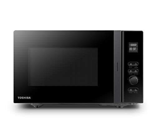 TOSHIBA Four à Micro-ondes 800w 20L, 12 Cuissons Préprogrammées, Cavité Émaillée Facile à Nettoyer, Décongélation Poids/Temps et Plateau Tournant à Mémoire de Position - Noir - MV-AM20T(BK)