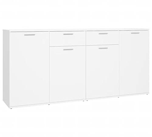 vidaXL Buffet Armoire Latérale Meuble de Rangement Armoire de Rangement avec 4 Portes et 2 Tiroirs Maison Intérieur Blanc 160x36x75 cm Aggloméré