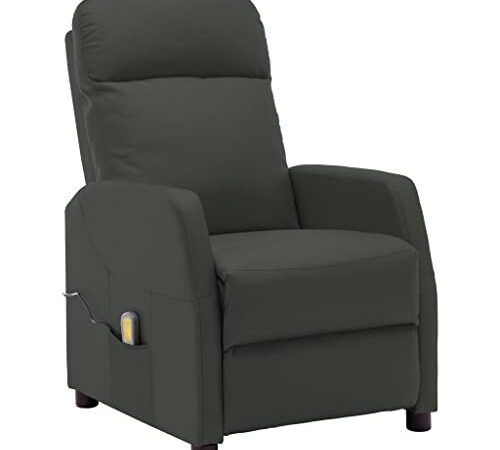 vidaXL Fauteuil de Massage Inclinable TV Fauteuil de Relaxation Electrique Salle de Séjour Salon Intérieur Inclinaison Chauffage Anthracite Similicuir