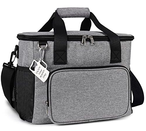 Wodasi Sac Isotherme 20L, Lunch Bag Sac de Courses, Sac à Déjeuner Lunch Bag avec Ouvre-Bouteille, Sac-Glacière Cooler Bag Sac de Repas pour Déjeuner/Travail/Ecole/Plage/Pique-Nique(Gris)