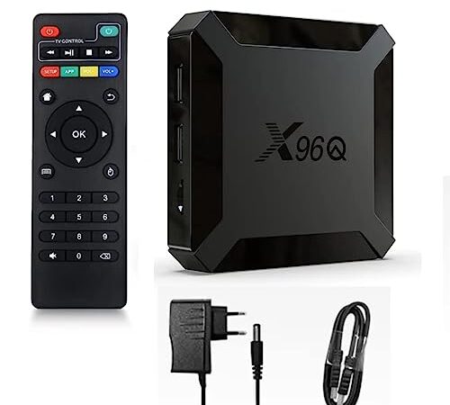 X96Q 2 Go de RAM16 Go de ROM Box Android TV Box Media Player Haute qualité (Android 9.0) avec telecommande et Cable HDMI, Lecteur multimédia Boite TV 4K chromecast