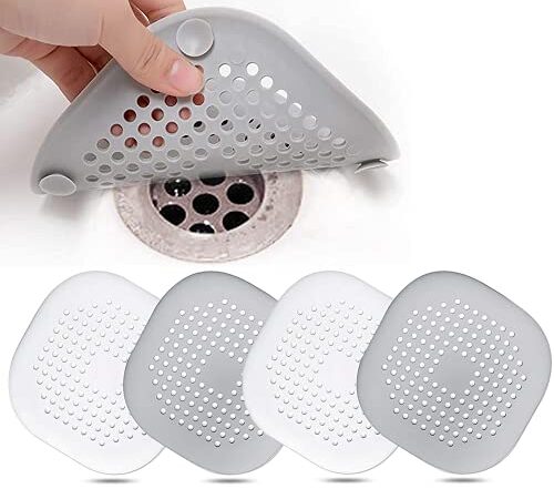 4 Pcs Protection de Drain de Silicone, Filtre Evier de Cuisine avec Ventouse, Filtre de Couverture de Drain de Baignoire, Filtre D'éVier de Cuisine Et Salle de Bain.