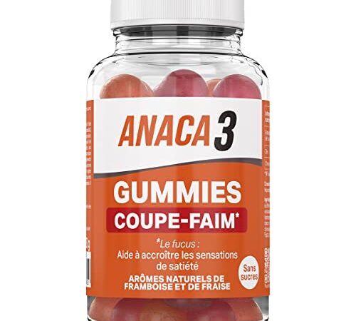 ANACA 3 - Gummies Coupe Faim - Complément Alimentaire Sans Sucres - Favorise La Satiété & Aide À Mincir(1) - Fucus, Zinc & Chrome - Programme Minceur De 7 À 15 Jours - Fabriqué En France - 60 Gummies