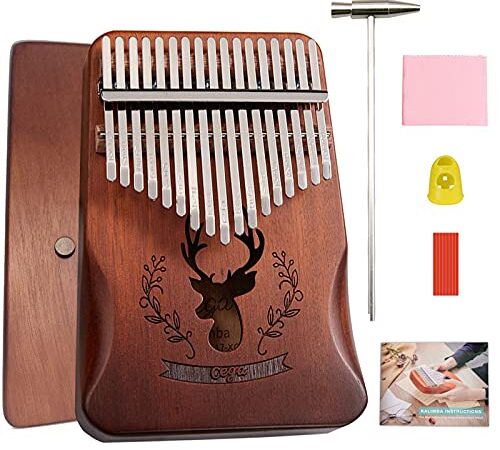 BelonLink Kalimba 17 Clés Pouce Piano, avec instructions d'étude, Tuning Hammer, Portable sac, bois Acajou, Haute Qualité pour Les enfants adultes débutants, Cadeau Musical (Marron)