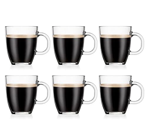 Bodum - 11239-10-2 - Bistro - Set de 6 mugs à Café - Verre Trempé, 0,30 l - Transparent