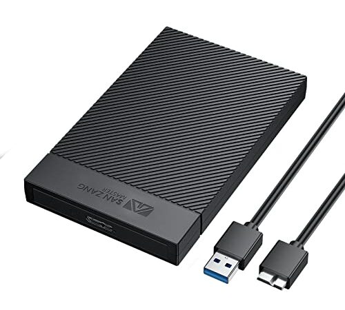 Boîtier de Disque Dur 2,5 Pouces SANZANG USB 3.0 Boîtier de Disque Dur avec Câble USB 3.0 sans Outil pour 2 5 Pouces SATA SSD et HDD en Hauteur 9,5 mm 7 mm, UASP & Trim Pris en Charge