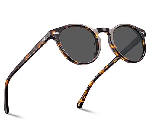 Carfia Lunettes de Soleil Femme Polarisées Mode Rétro Vintage la Protection UV 400 pour Conduire Voyager