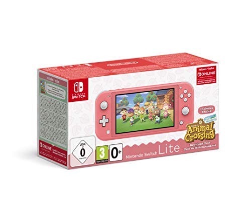 Console Nintendo Switch Lite Corail + Animal Crossing : New Horizon + 3 mois d’abonnement Nintendo Switch Online