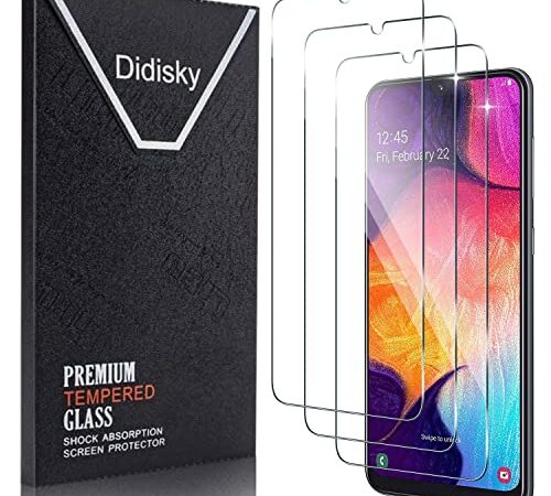 Didisky Lot de 3 Protecteur Verre Trempé pour Samsung Galaxy A50, Film Protection écran, résistance aux Rayures, dureté 9H, Pas de Bulles, Haute définition