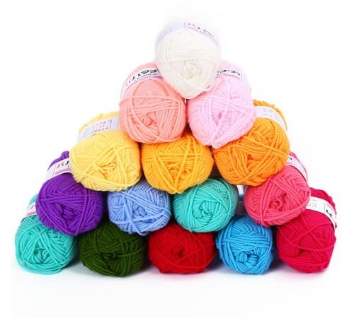 Fil coloré pour tricot, laine à tricoter, fil à tricoter à la main, fil de coton, kit de débutants, fil à tricoter pour crochet et artisanat 10 couleurs (110 g)