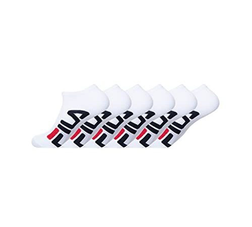 Fila Socquettes Sport Homme Coton, Chaussette Homme, Confortable, Durable (Lot de 6), Blanc, 39/42