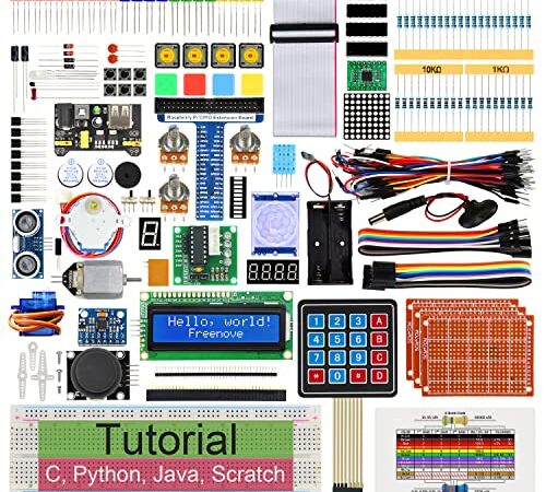 Freenove Ultimate Kit de DéMarrage pour Raspberry Pi 4 B 3 B + 400, 558 Pages de Tutoriels DéTailléS, Code Java Scratch Python C, 223 Articles, 104 Projets