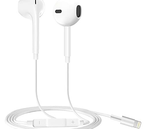 GORPWA ecouteur Lightning iphone [MFi Certified] Lightning HiFi Magnetic Sound Isolating Headphones with Microphone Compatible avec iPhone 14/13/12/11, Supporte Tous Les systèmes iOS - Blanc