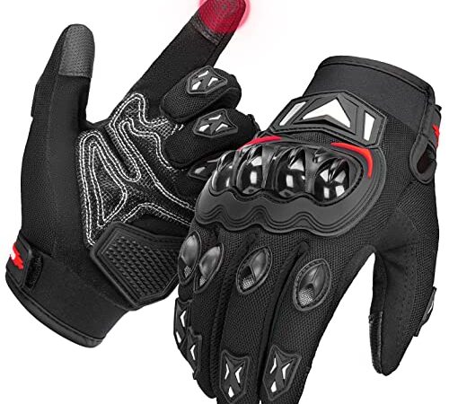 KEMIMOTO Gants Moto Homologués CE 2KP, Écran Tactile Plein-Doigt Respirant pour Homme et Femme, Gants de Course Motocross Scooter Anti-Glissant, Conviennent à la Moto et au Scooter