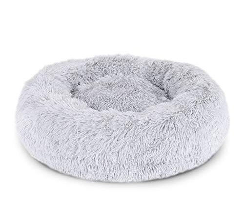 lionto Panier rond pour chien coussin chat panier donut Ø 40 cm (S) Gris clair