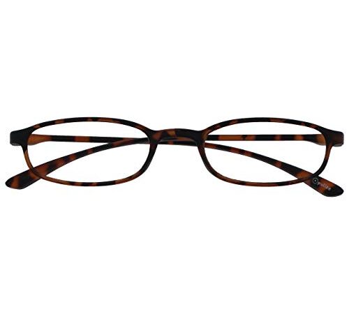 Opulize Fly Format Poche Super Lumière Lunettes De Lecture Marron Mat Hommes Femmes Charnières Ressort R67-2 +1,00