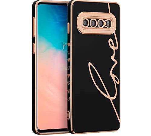 RALEAVO Coque pour Samsung Galaxy S10, Etui Protection Housse avec Motif Antichoc TPU Coque pour Samsung Galaxy S10-Noir