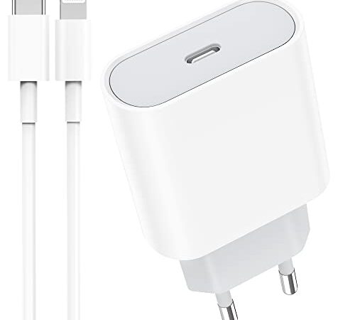 Sakahyro 25W USB C Rapide Chargeur avec 2M Câble pour iPhone 14/14 Pro /14 Pro Max /14 Plus /13/12 /11 /SE/X/XS/XR, AirPods, USBC Prise Mural Type C Secteur Adaptateur Alimentation