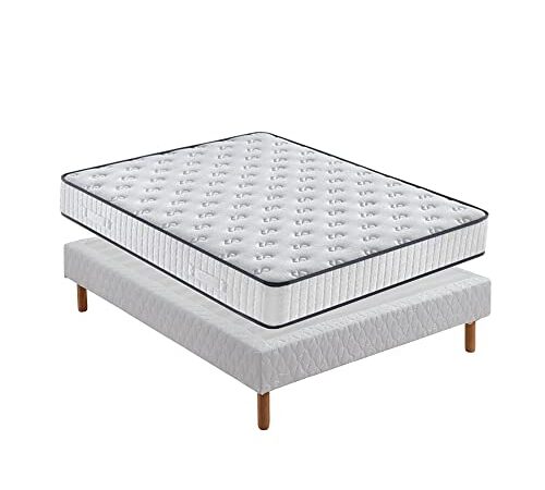 TEENO Matelas Mousse A Mémoire+Sommier Tapissier -140x190cm Epaisseur 22cm.Mousse A Mémoire Matelas,Deux Faces Utilisables