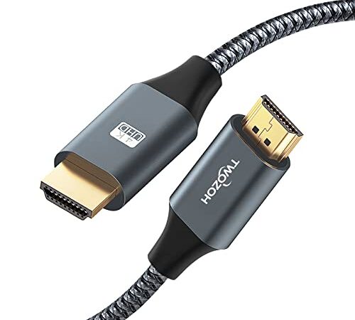 Twozoh Câble HDMI 10M, 4K Câble HDMI 2.0 Haute Vitesse, Cable HDMI à Cordon braqué 1080p 720p Compatible avec PS5, PS3, PS4, PC, Projecteur, TVHD, Xbox