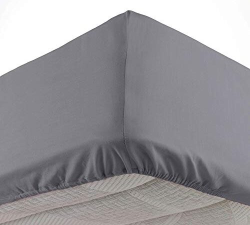 1001KDO POUR LA MAISON Drap Housse 140x190cm Oscard Anthracite