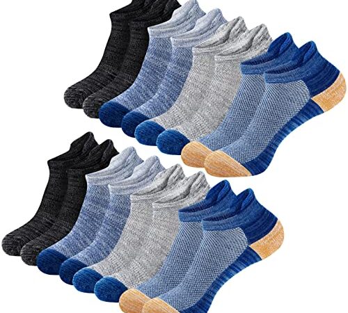 Amazon Brand - Eono Chaussette Homme, Lot de 8 Paires Chaussettes Basses Homme Femme, Chaussettes Homme 43-46, Chaussette Hommes Sport respirantes en coton (43-46)