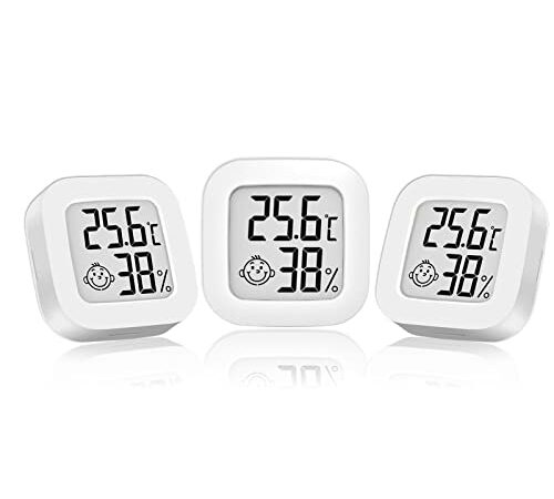 ARCELI 3 Pcs Thermomètre Hygromètre Numérique, Mini LCD Thermomètre Hygromètre Intérieur, Mignon Thermometre Interieur Mural pour Maison Entrepôt Terrarium Chambre Bébé Couveuse Cave