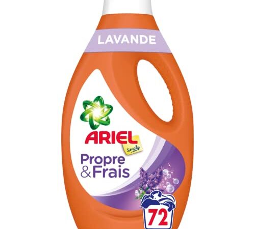 Ariel Simply Lessive Liquide, 72 Lavages, Lavande, Nettoyage en Profondeur, le Choix économique d'Ariel et du Parfum Frais, L'emballage peut varier