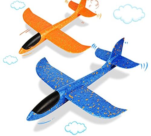 Avion Polystyrene Planeur Enfants - 2 Pièces Avion Planeur Polystyrene Avion Mousse XXL Avion Jouet pour Enfants et Adultes by VCOSTORE