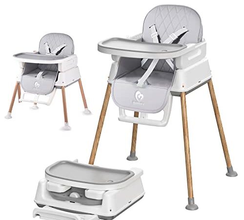 Bellababy Chaise Haute Bébé 3 en 1, Chaise Haute Réglable et Convertible pour Bébés et Tout-petits, Compacte/Légère/Portable/Facile à Nettoyer